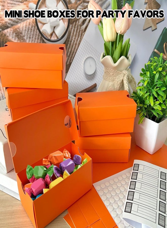 Foxtell 24 Pack Mini Sneaker Boxes for Party Favors 4.7 x 2.5 x 2 Inch Mini Shoe Gifts Boxes for Candies Cookies Snacks Sports Small Gift Case with Label for Wedding , Holiday, Birthday Party Favor (Orange) - Image 4